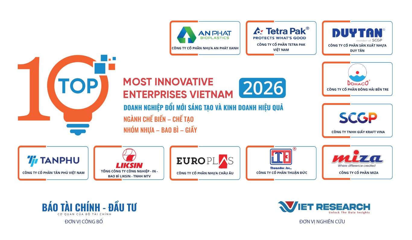 EUROPLAS lọt Top 10 Doanh nghiệp Đổi mới sáng tạo và Kinh doanh hiệu quả 2026